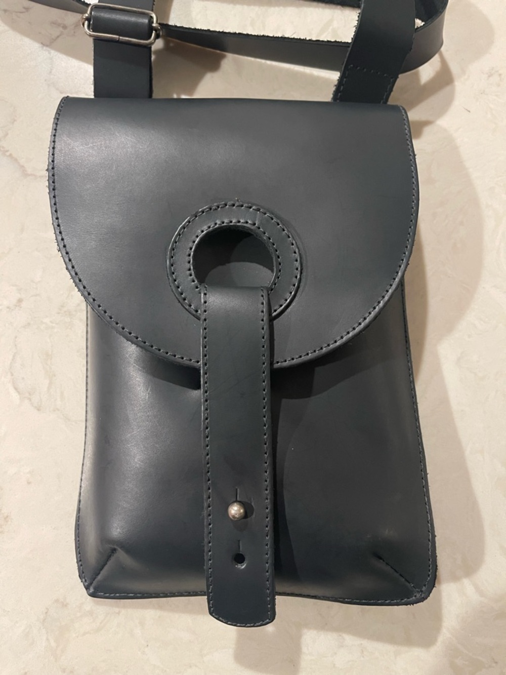 NWOT $99 StockyardX Vintage Black Leather Crossbody Phone Festival Bag